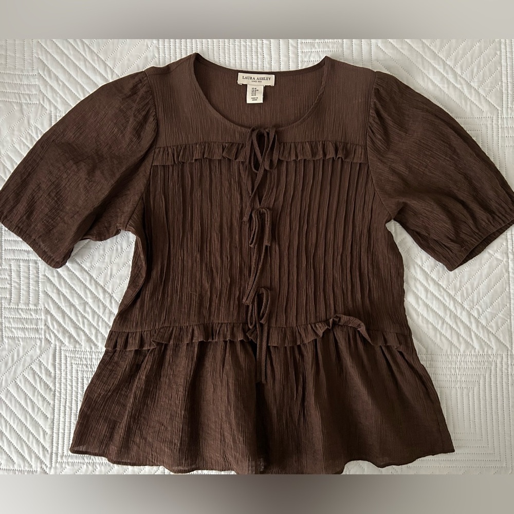 Laura Ashley Chocolate Brown Blouse Size Medium